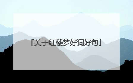 关于红楼梦好词好句