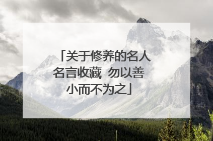 关于修养的名人名言收藏 勿以善小而不为之