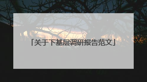 关于下基层调研报告范文