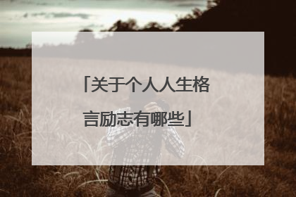 关于个人人生格言励志有哪些