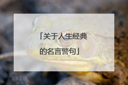 关于人生经典的名言警句