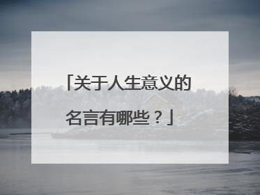 关于人生意义的名言有哪些？