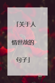 关于人情世故的句子
