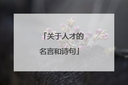 关于人才的名言和诗句