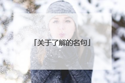 关于了解的名句