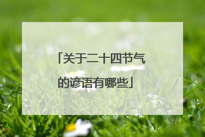 关于二十四节气的谚语有哪些