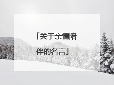 关于亲情陪伴的名言