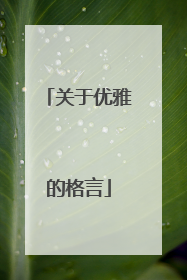 关于优雅的格言