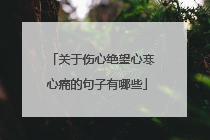 关于伤心绝望心寒心痛的句子有哪些