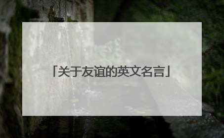 关于友谊的英文名言