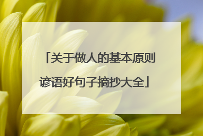 关于做人的基本原则谚语好句子摘抄大全