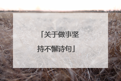 关于做事坚持不懈诗句
