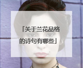 关于兰花品格的诗句有哪些