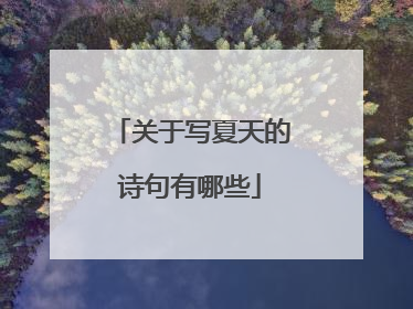 关于写夏天的诗句有哪些
