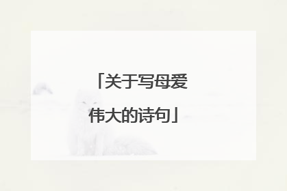 关于写母爱伟大的诗句
