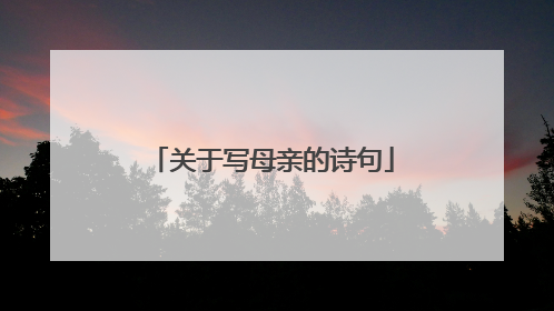 关于写母亲的诗句