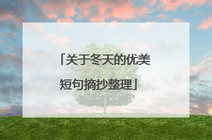 关于冬天的优美短句摘抄整理