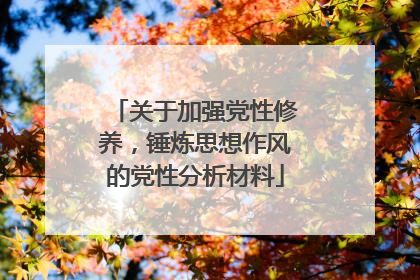 关于加强党性修养,锤炼思想作风的党性分析材料