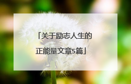 关于励志人生的正能量文章5篇
