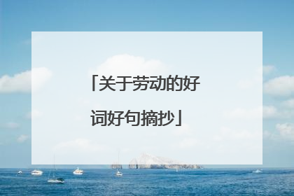 关于劳动的好词好句摘抄