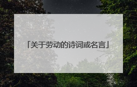 关于劳动的诗词或名言