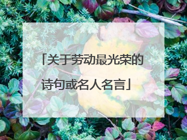 关于劳动最光荣的诗句或名人名言