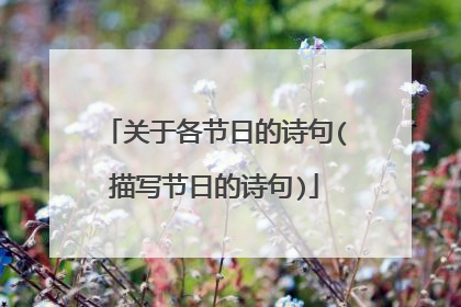 关于各节日的诗句(描写节日的诗句)