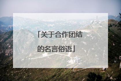 关于合作团结的名言俗语