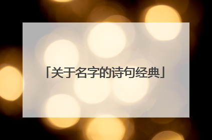 关于名字的诗句经典