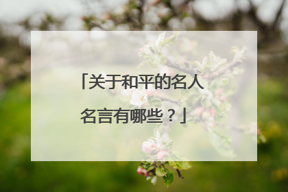 关于和平的名人名言有哪些？