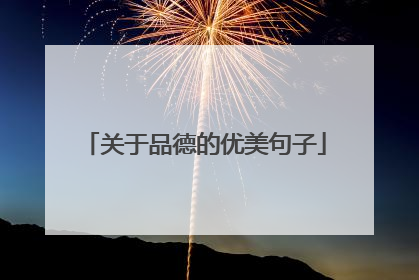 关于品德的优美句子