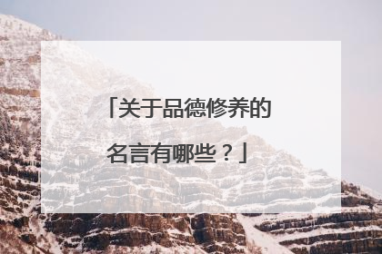 关于品德修养的名言有哪些？