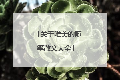 关于唯美的随笔散文大全