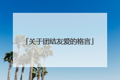 关于团结友爱的格言
