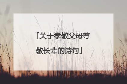 关于孝敬父母尊敬长辈的诗句