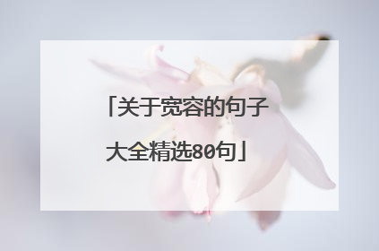 关于宽容的句子大全精选80句