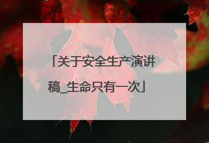 关于安全生产演讲稿_生命只有一次