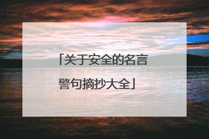 关于安全的名言警句摘抄大全