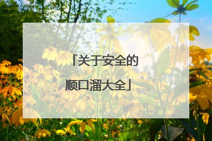关于安全的顺口溜大全