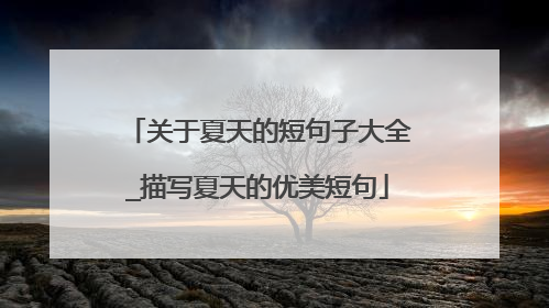 关于夏天的短句子大全_描写夏天的优美短句