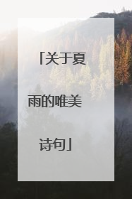 关于夏雨的唯美诗句