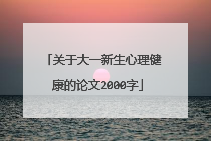 关于大一新生心理健康的论文2000字