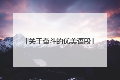 关于奋斗的优美语段