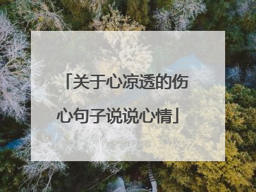 关于心凉透的伤心句子说说心情