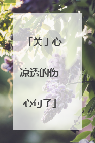 关于心凉透的伤心句子