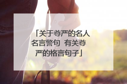 关于尊严的名人名言警句 有关尊严的格言句子