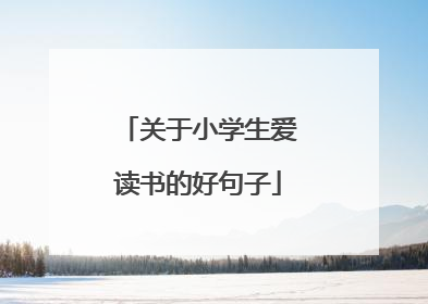 关于小学生爱读书的好句子