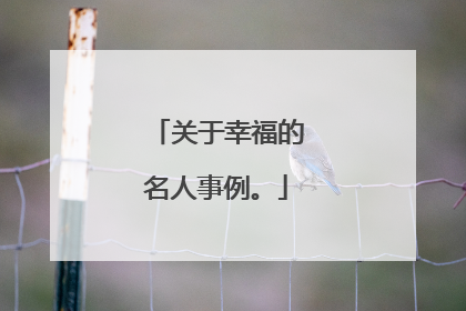 关于幸福的名人事例。