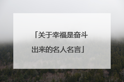 关于幸福是奋斗出来的名人名言