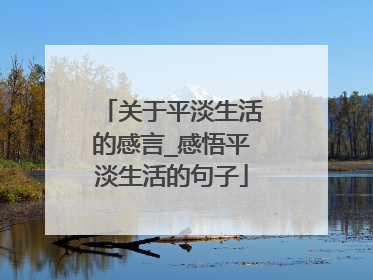 关于平淡生活的感言_感悟平淡生活的句子